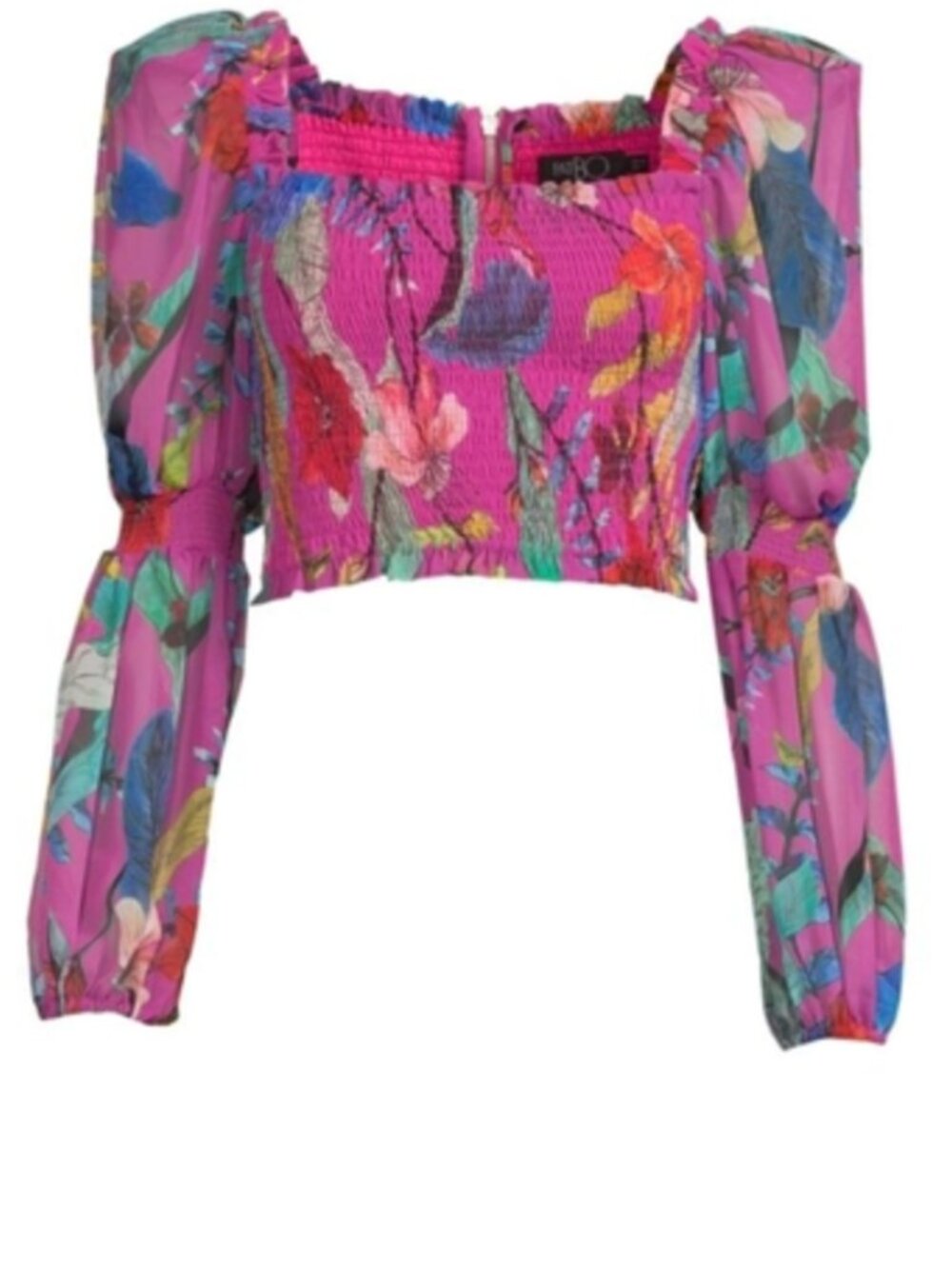 PatBO | Zamia Shirred Floral Crop Top
